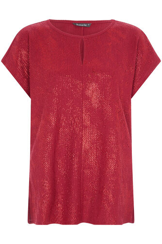 Foil Print Top with Keyhole Detail
